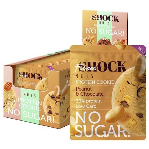 FitnesSHOCK NUTS Печенье с цельным орехом и шоколадными каплями без сахара 40g фото
