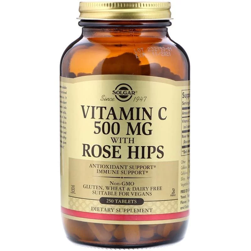Solgar Vitamin C 500 mg with Rose Hips 100 tabs фото